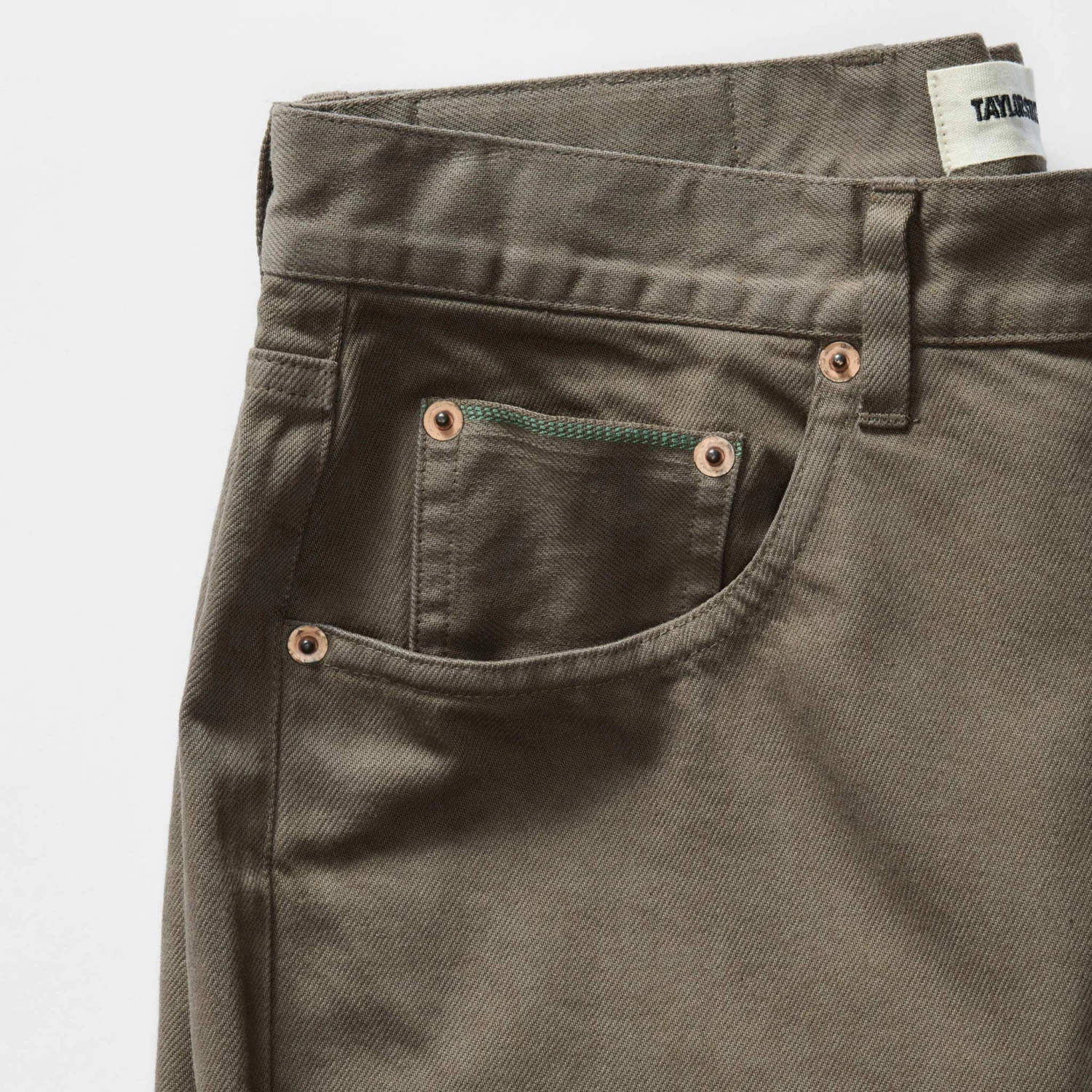 The Democratic All Day Pant In Fatigue Olive Selvage Denim - Image 7