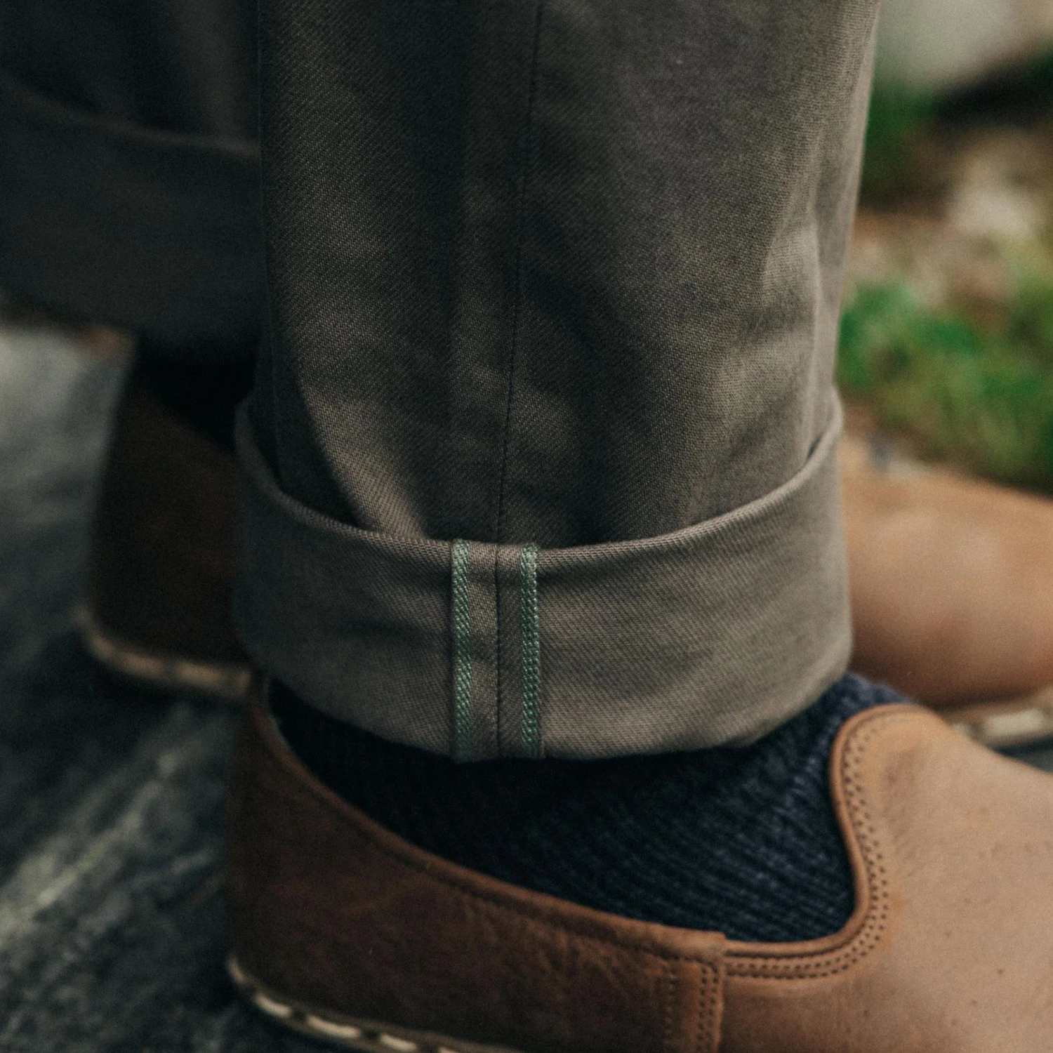 The Democratic All Day Pant In Fatigue Olive Selvage Denim - Image 3
