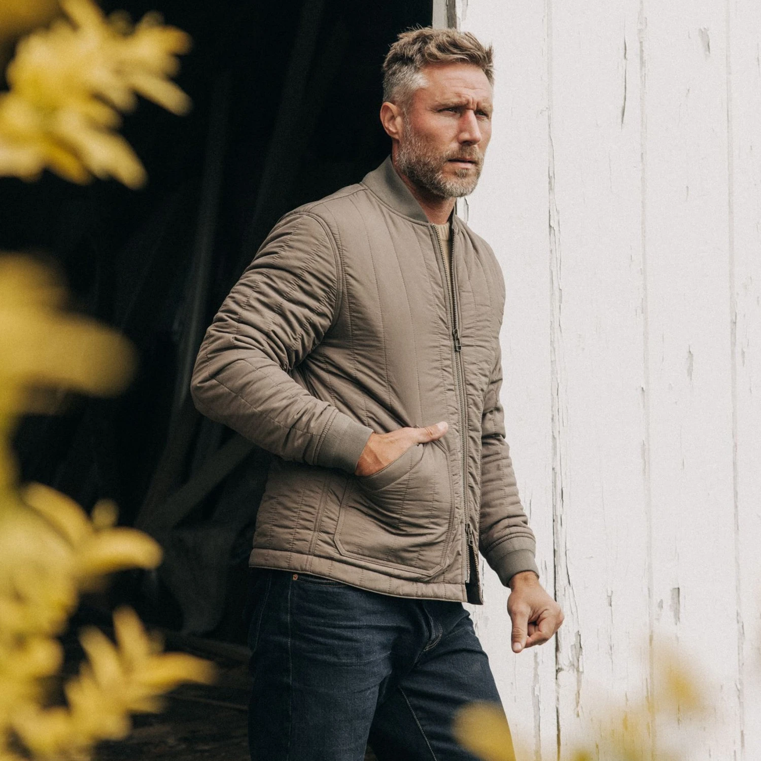 The Able Jacket In Morel Quilted Nylon - Image 2