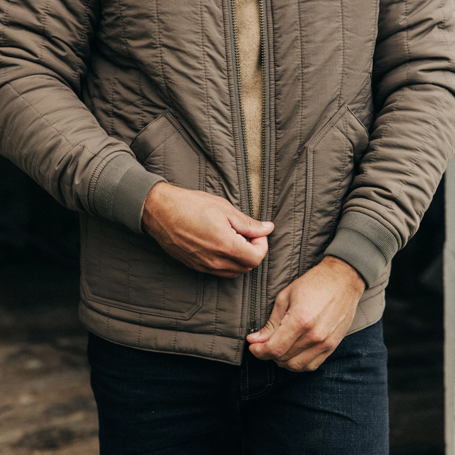 The Able Jacket In Morel Quilted Nylon - Image 3