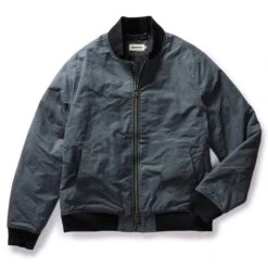 The Bomber Jacket In Charcoal Dry Wax