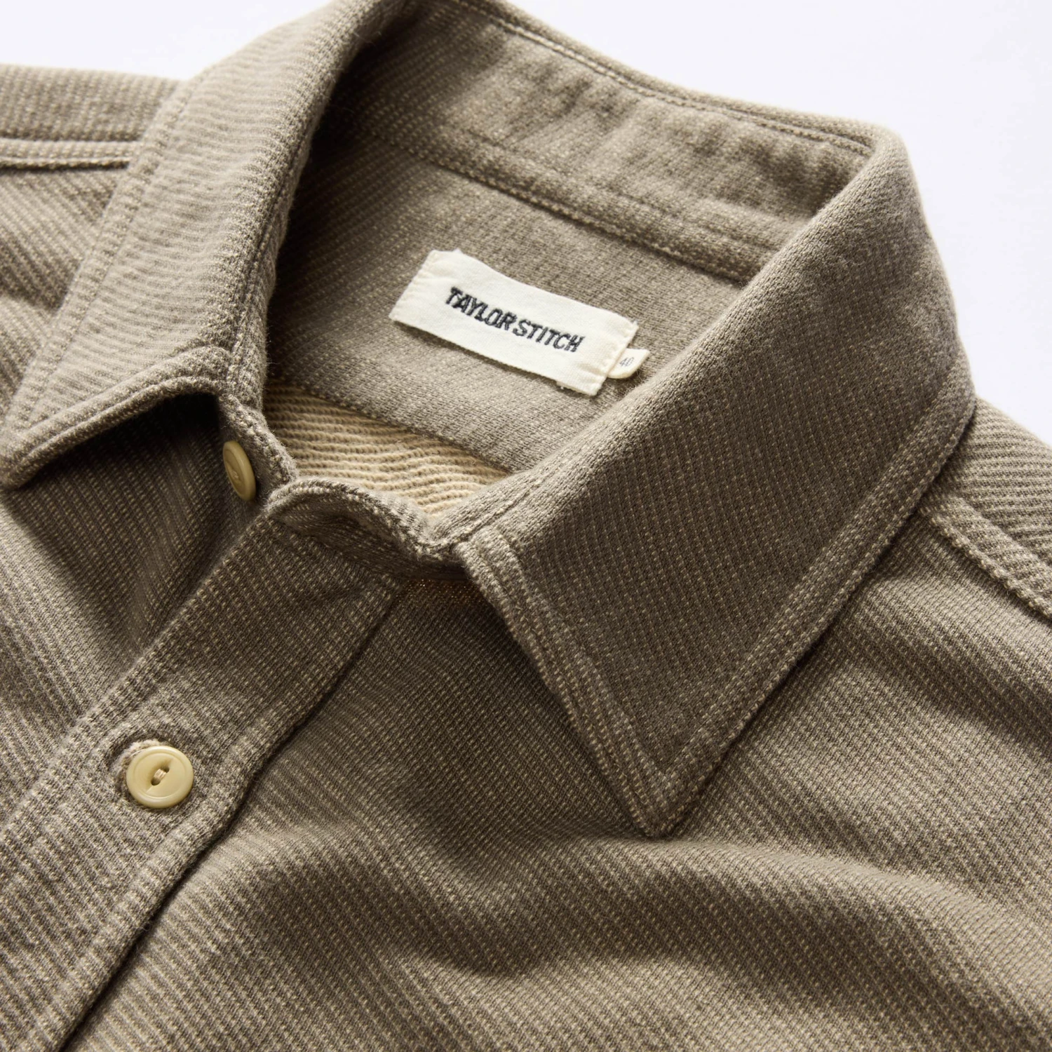 The Utility Shirt In Fatigue Olive French Terry Twill Knit - Image 5
