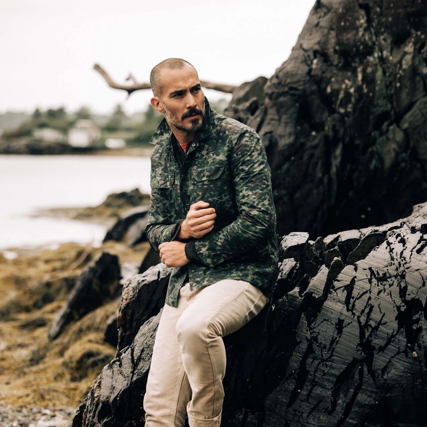 The Venture Jacket In Painted Camo Waxed Canvas - Image 4