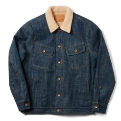 The Lined Long Haul Jacket In Green Cast Denim