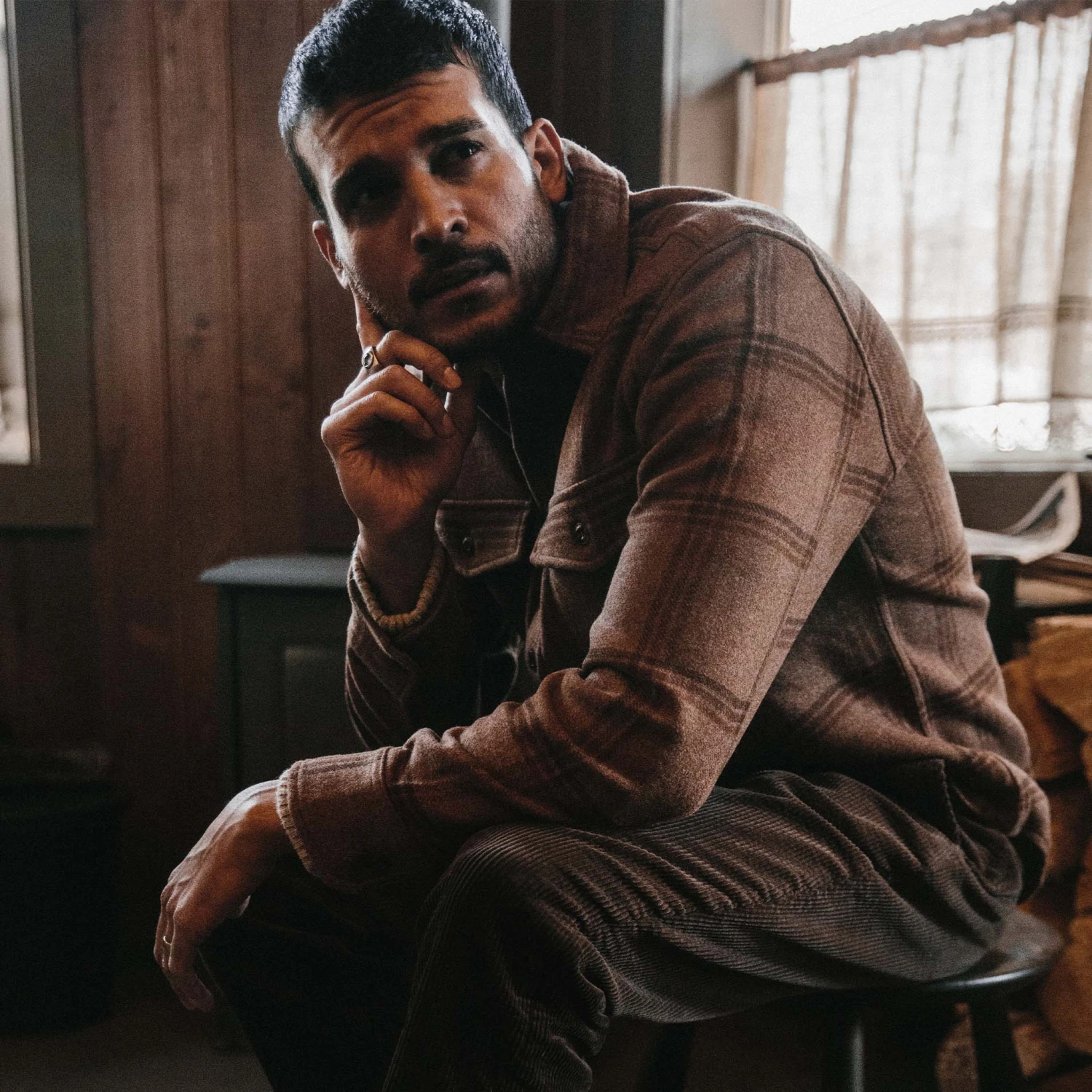 The Maritime Shirt Jacket In Espresso Plaid Wool - Image 5