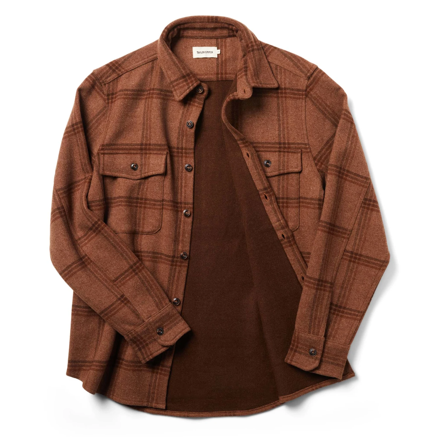 The Maritime Shirt Jacket In Espresso Plaid Wool - Image 10