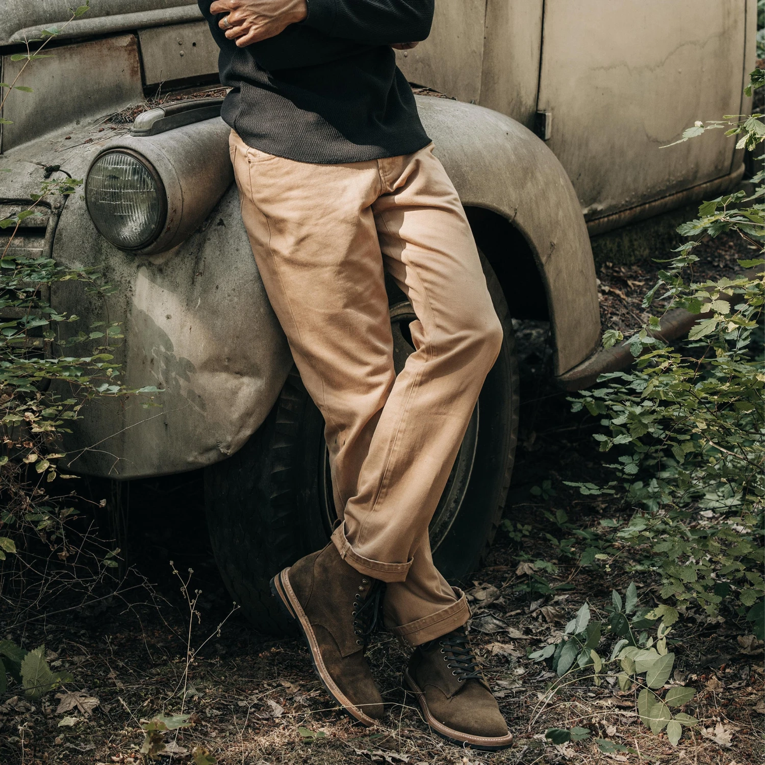 The Democratic All Day Pant In Washed Tobacco Selvage - Image 2