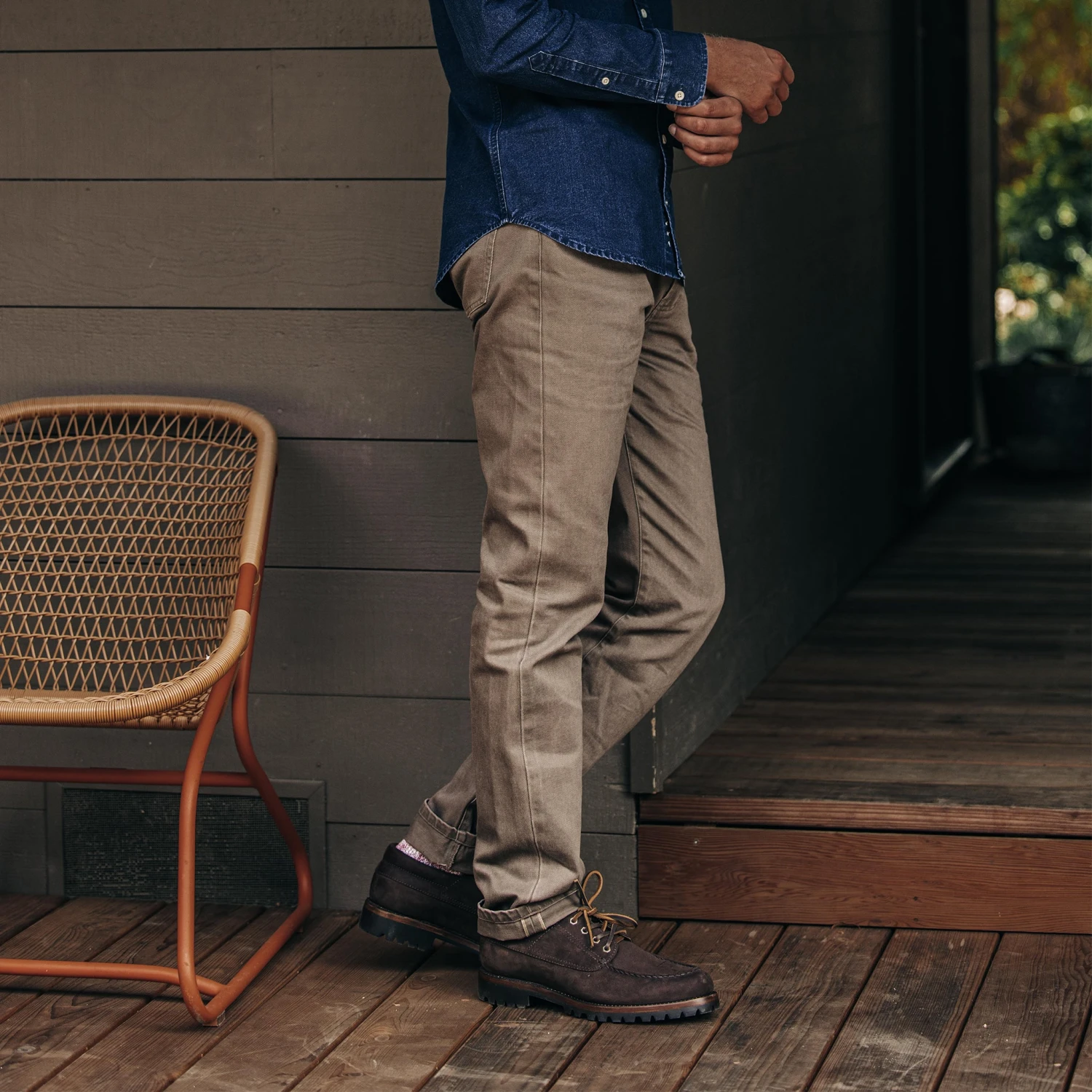 The Democratic All Day Pant In Washed Walnut Selvage - Image 2