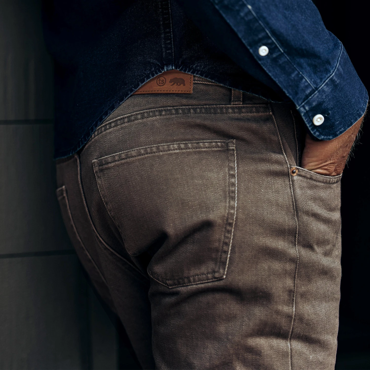 The Democratic All Day Pant In Washed Walnut Selvage - Image 3