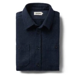 The Utility Shirt In Navy Donegal Wool