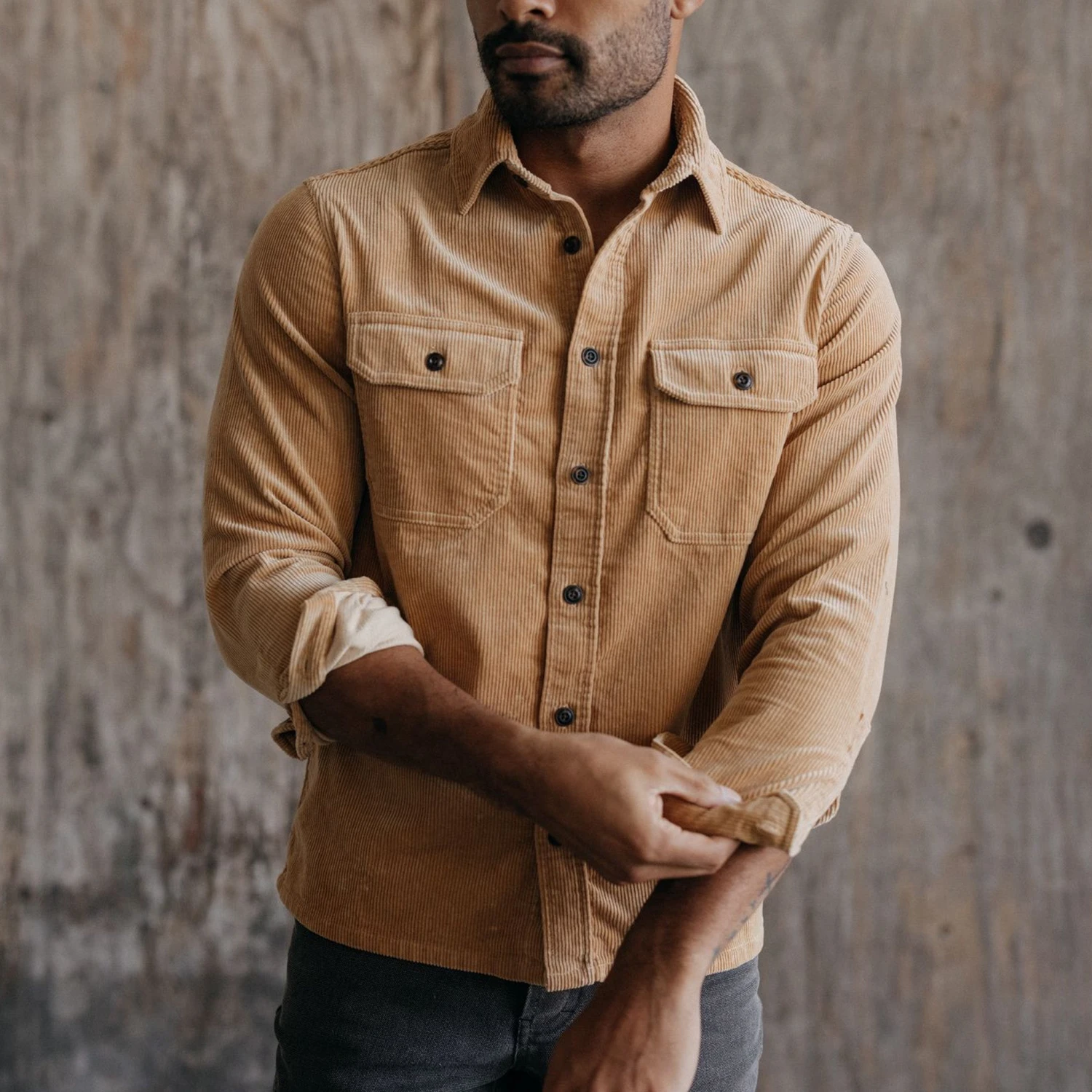 The Connor Shirt In Camel Cord - Image 2