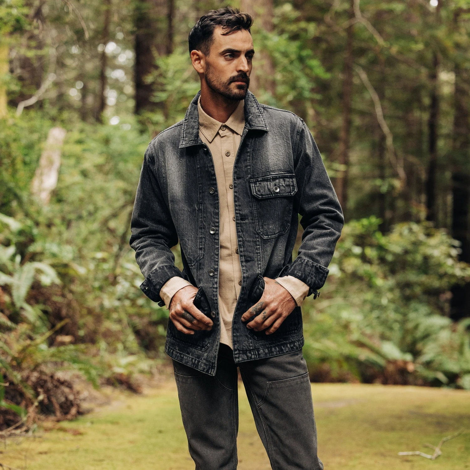 The Fremont Jacket In Black 3-Month Wash Selvage Denim - Image 2