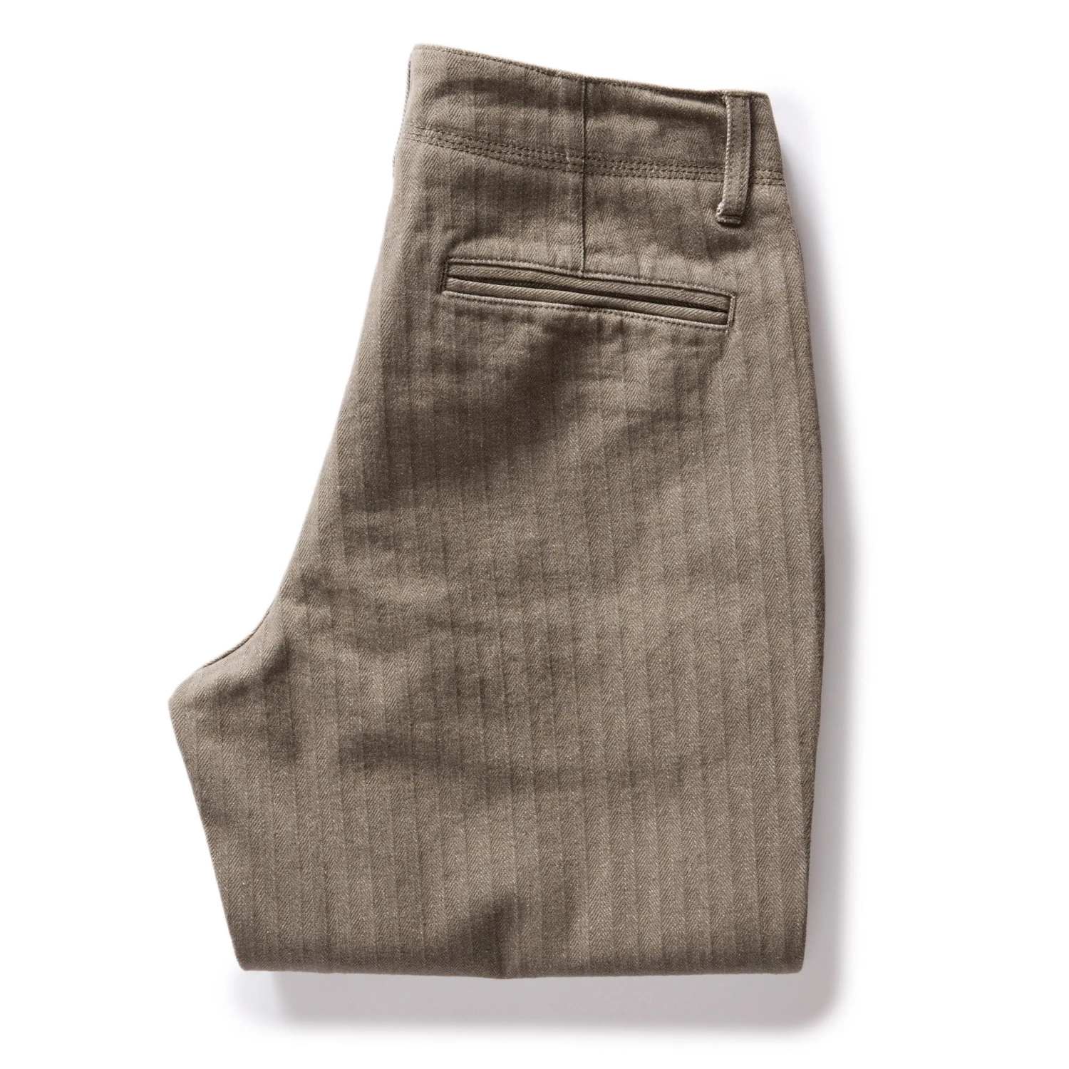 The Morse Pant In Smoked Olive Herringbone Twill - Image 6