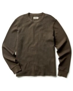 The Organic Cotton Waffle Crew In Fatigue Olive