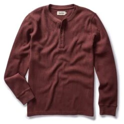 The Organic Cotton Waffle Henley In Burgundy