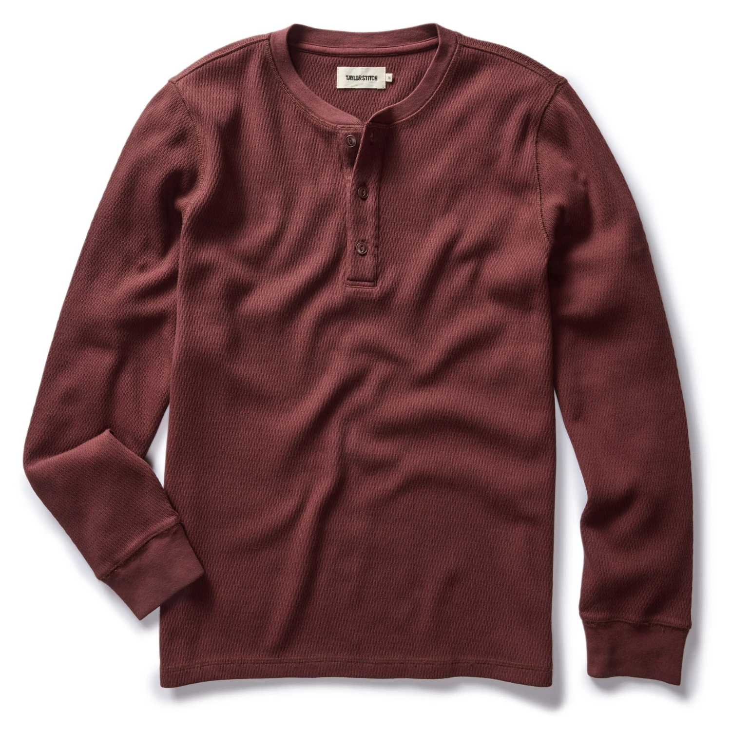 The Organic Cotton Waffle Henley In Burgundy