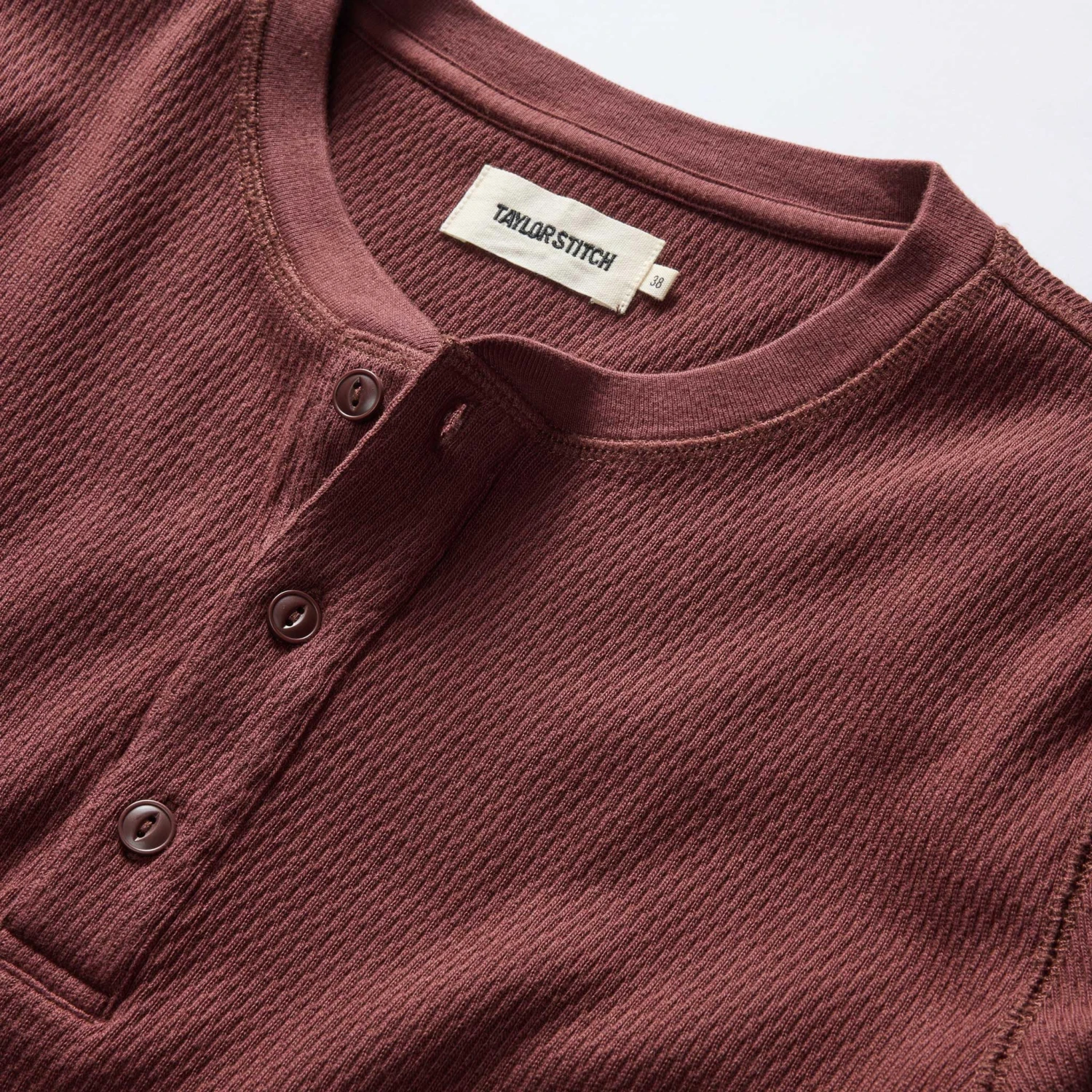 The Organic Cotton Waffle Henley In Burgundy - Image 5