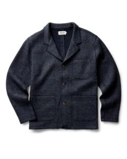 The Ridgewood Cardigan In Navy Birdseye Wool