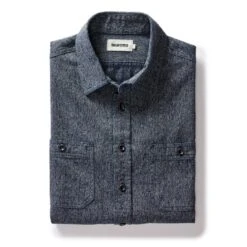 The Utility Shirt In Rinsed Indigo Herringbone