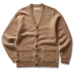 The Eddy Cardigan In Camel Herringbone Merino