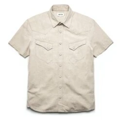 The Short Sleeve Western In Natural Herringbone