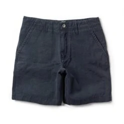 The Morse Short In Navy Slub Linen
