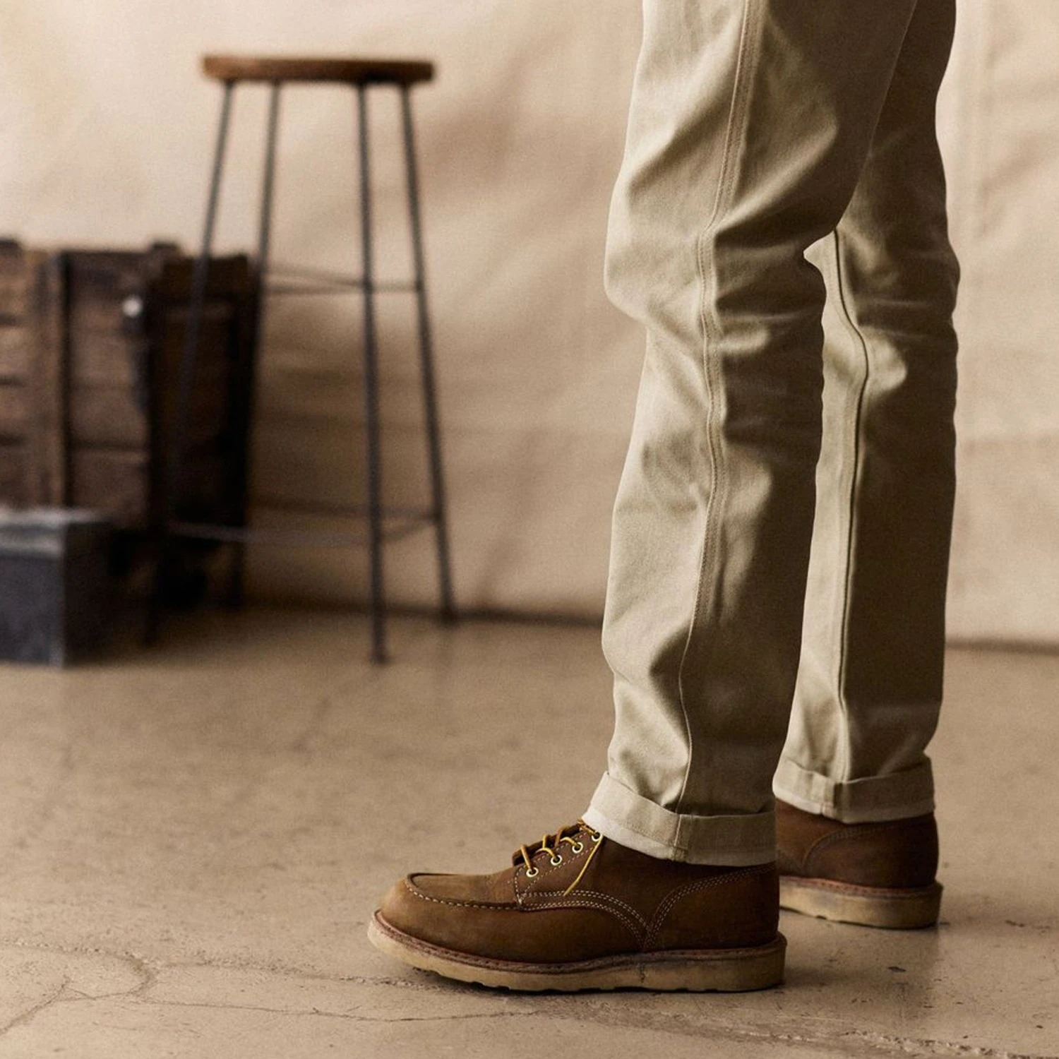 The Camp Pant In Light Khaki Chipped Canvas - Image 4