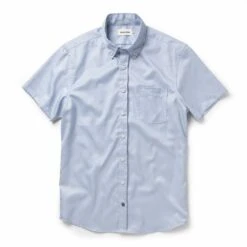 None The Short Sleeve Jack In Washed Blue Oxford
