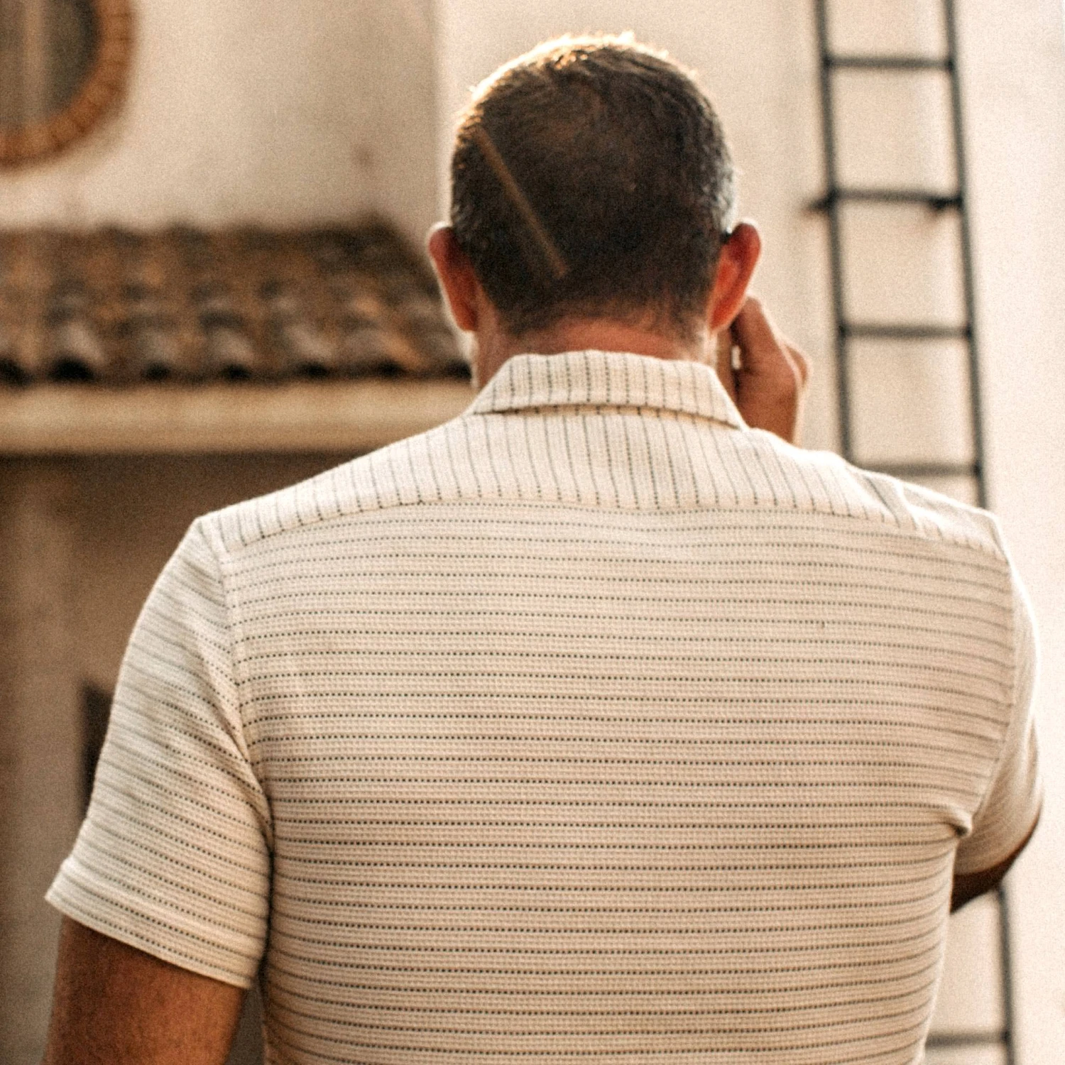 The Short Sleeve Hawthorne In Natural Pickstitch Waffle - Image 4