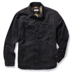 The Lined Utility Shirt In Washed Black Denim