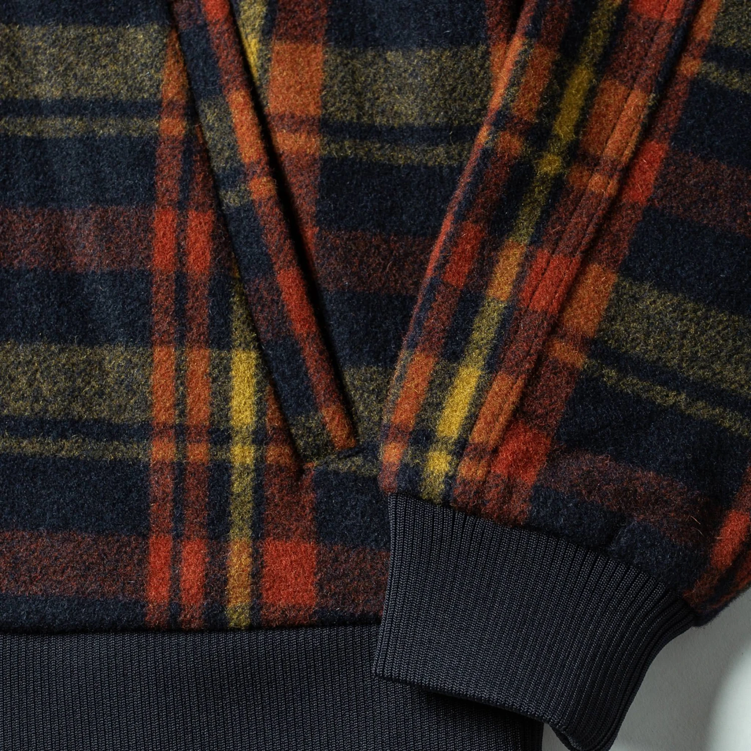 None The Bomber Jacket In Navy Plaid Wool - Image 9