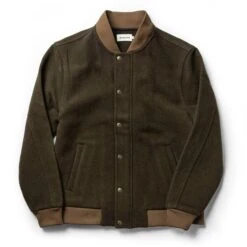 None The Bomber Jacket In Olive Wool