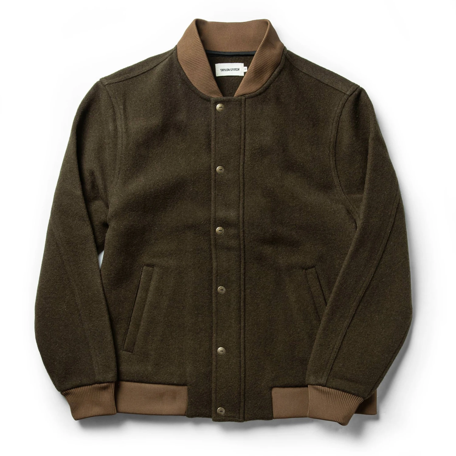 None The Bomber Jacket In Olive Wool