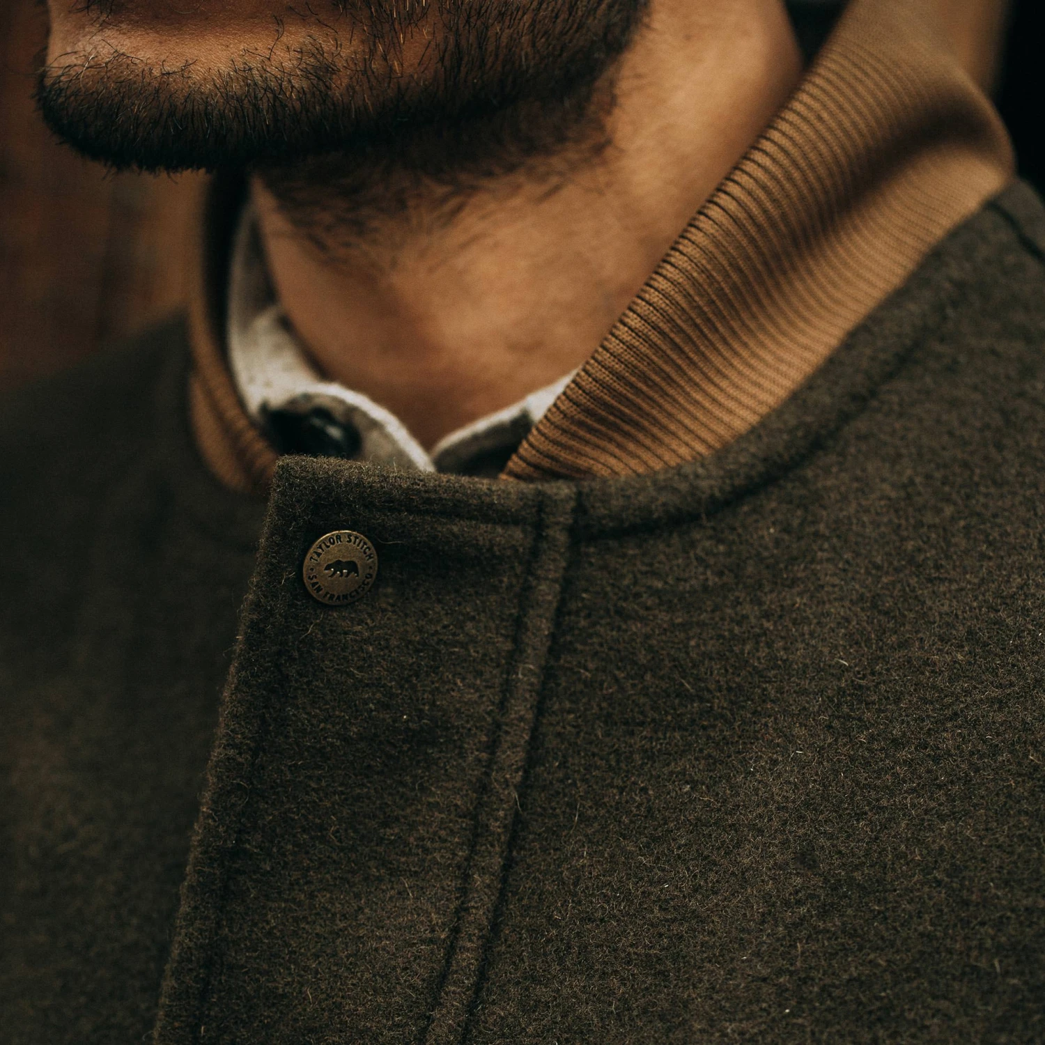 None The Bomber Jacket In Olive Wool - Image 4