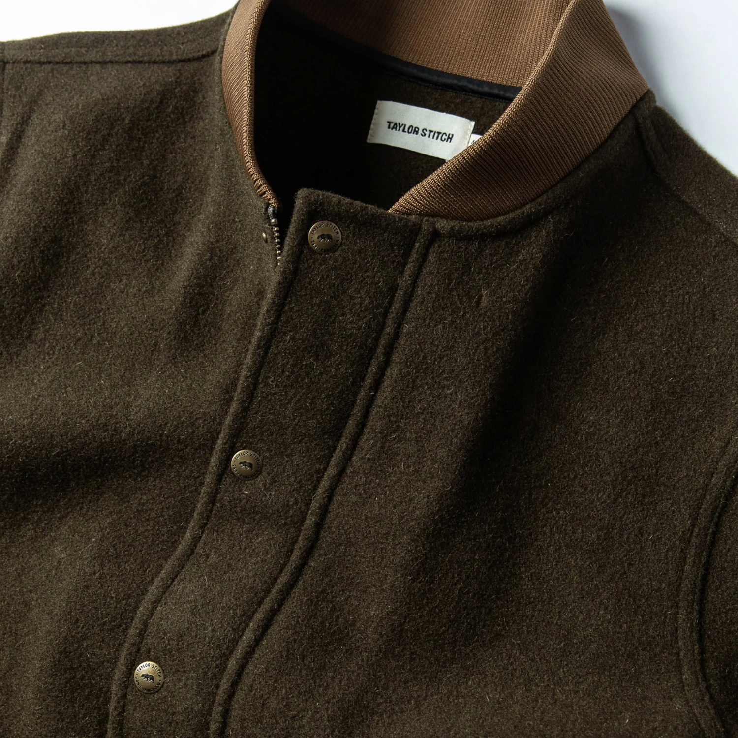 None The Bomber Jacket In Olive Wool - Image 7