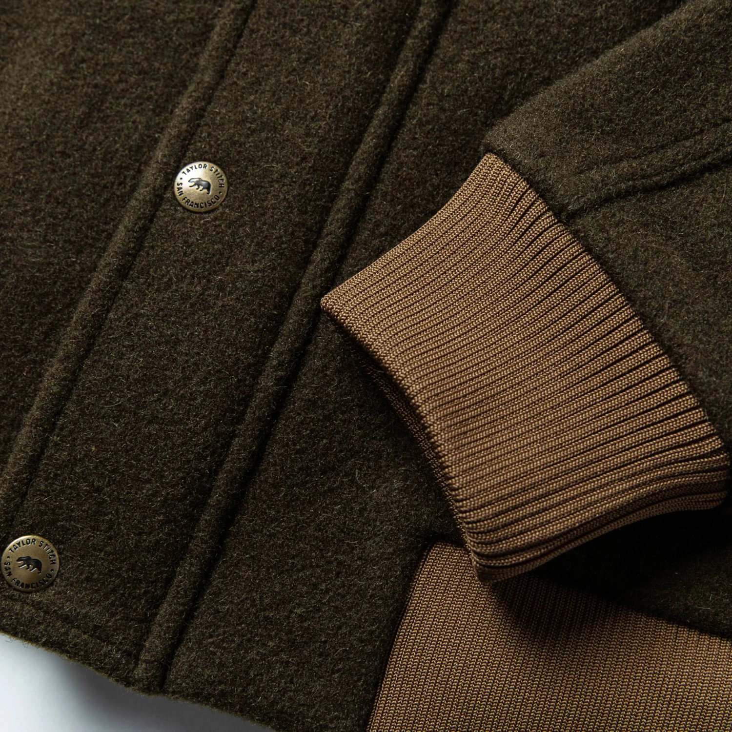 None The Bomber Jacket In Olive Wool - Image 8