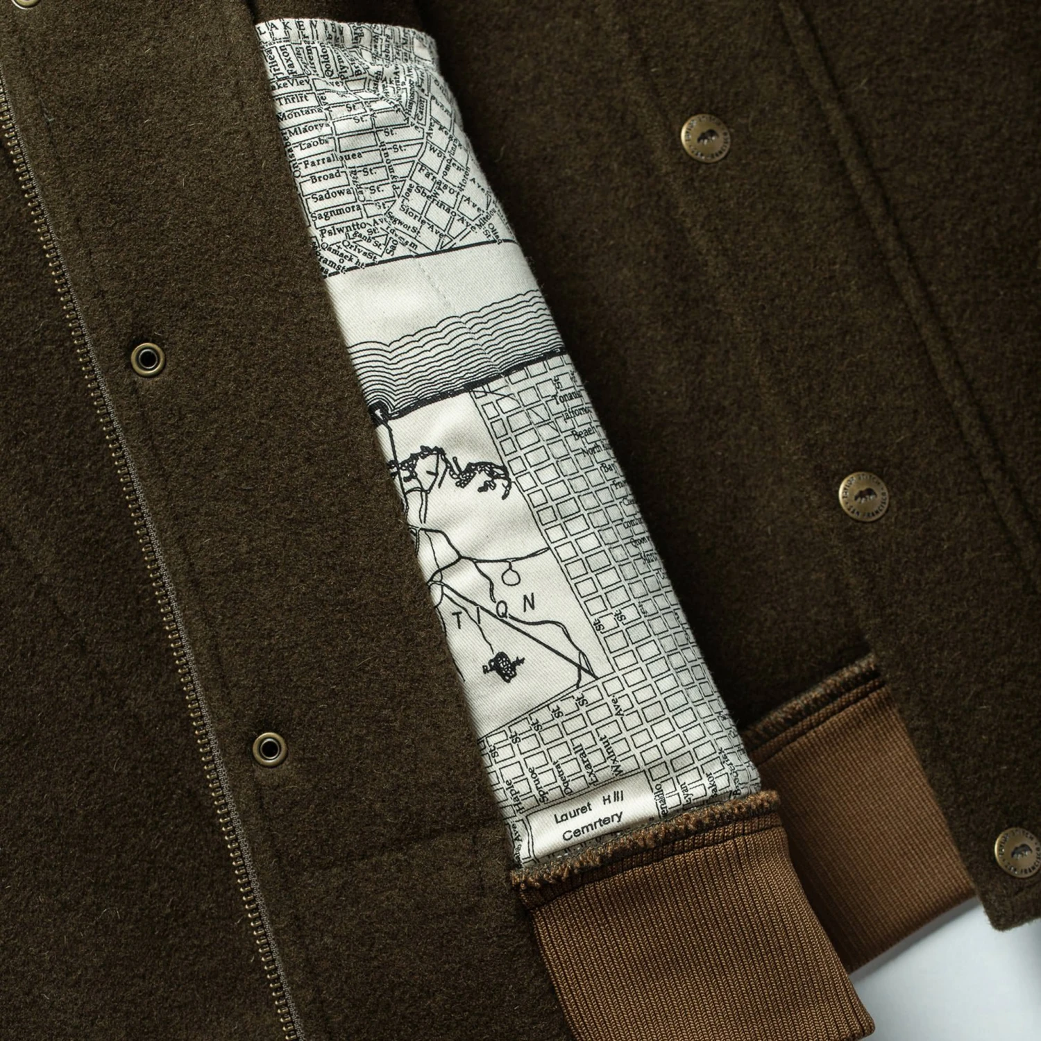 None The Bomber Jacket In Olive Wool - Image 9