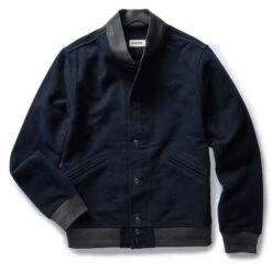 The Bomber Jacket In Dark Navy Moleskin