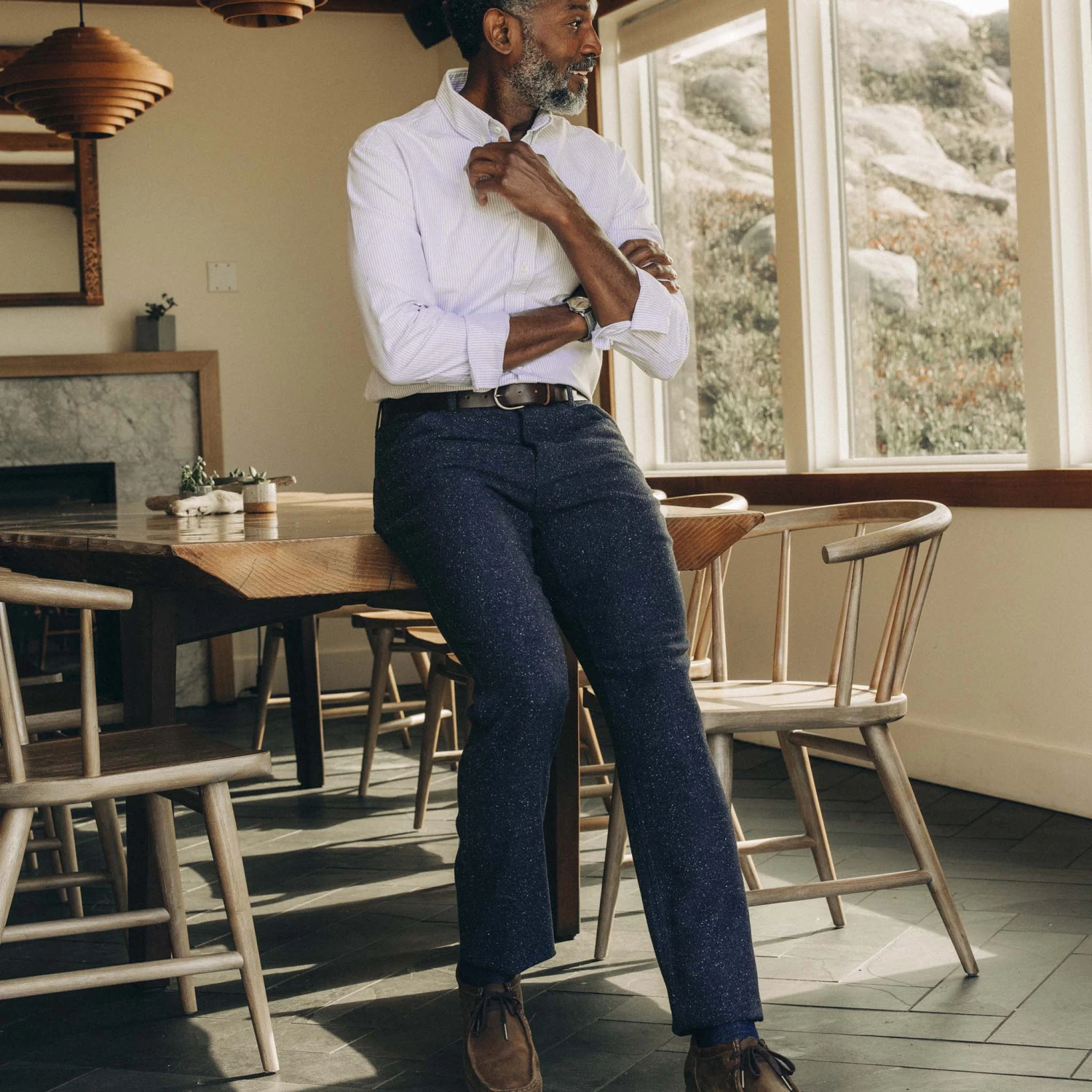 The Camp Pant In Navy Nep Wool - Image 2