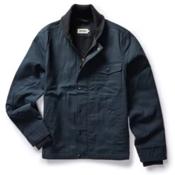 The Deck Jacket In Dark Navy Dry Wax