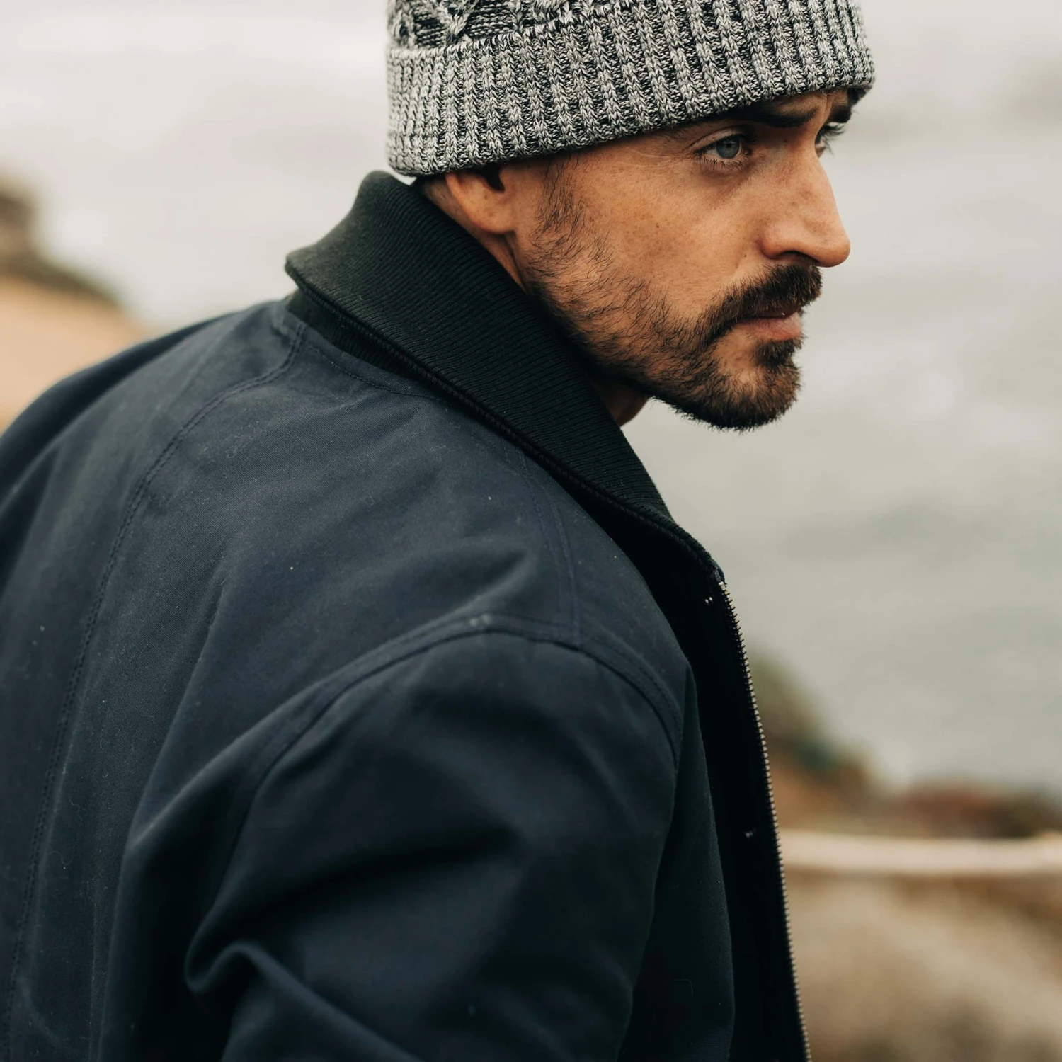 The Deck Jacket In Dark Navy Dry Wax - Image 4