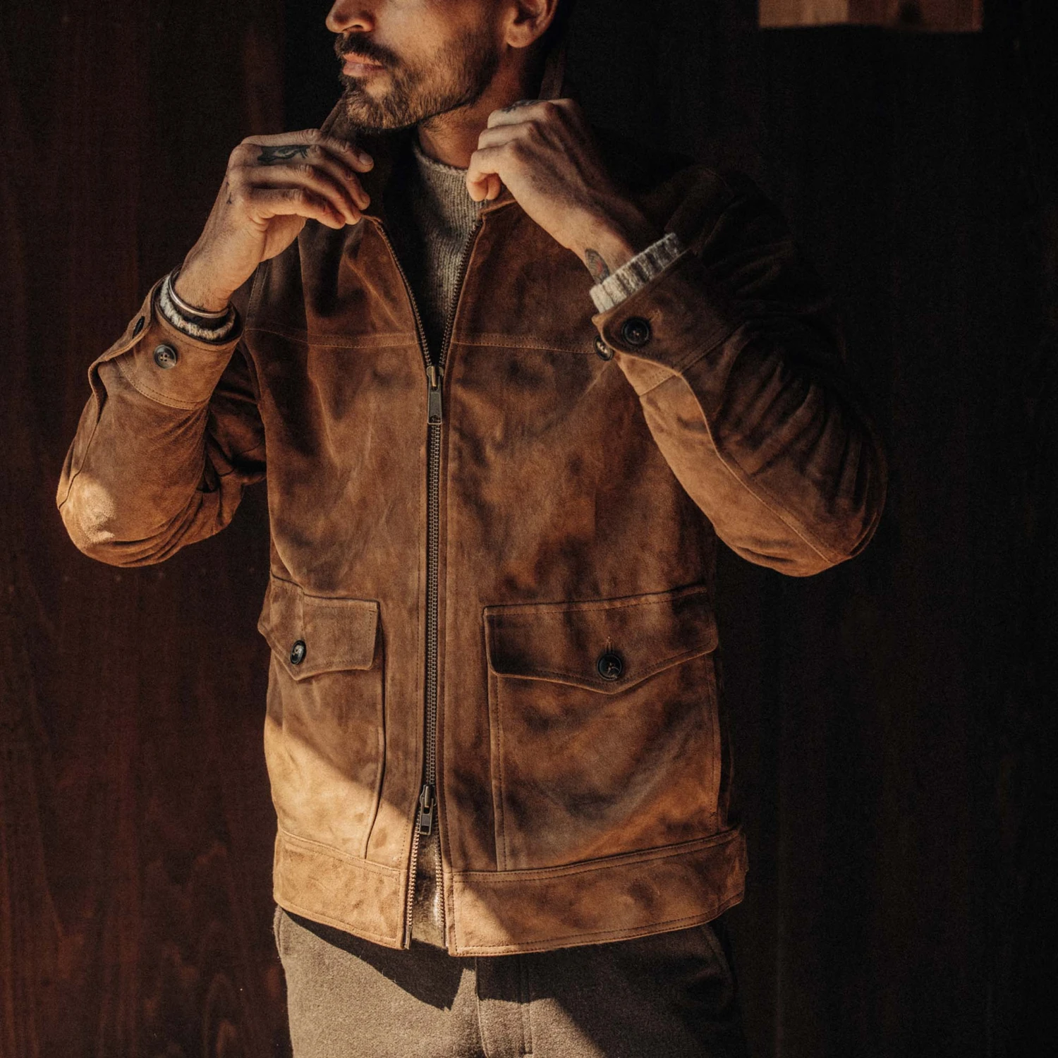 The James Jacket In Vintage Tan Suede - Image 3