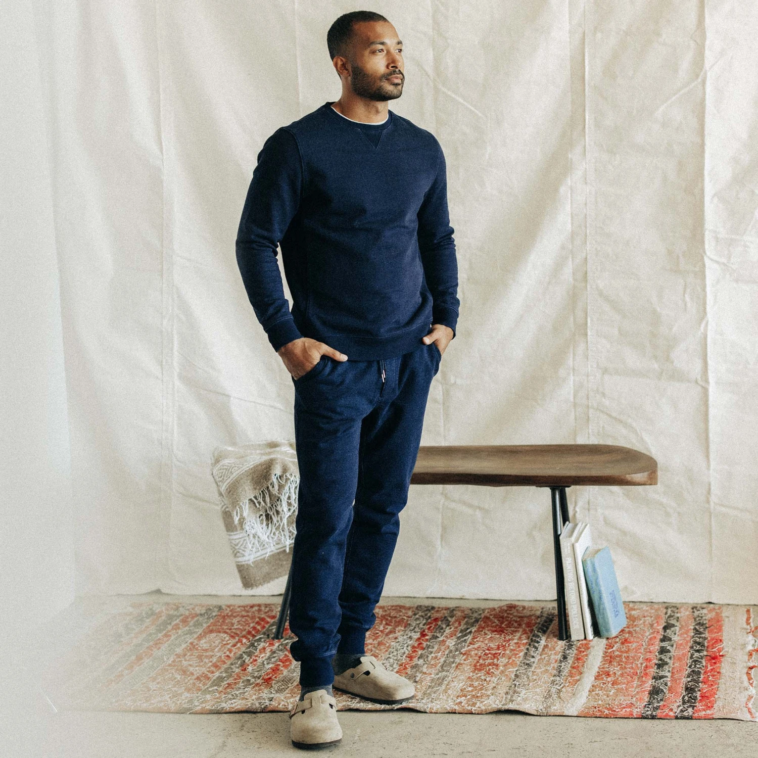 The Sunset Pant In Rinsed Indigo Terry - Image 2