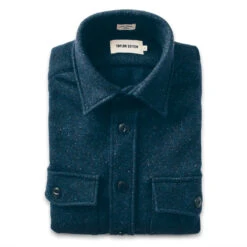 None The Maritime Shirt Jacket In Navy Donegal Lambswool