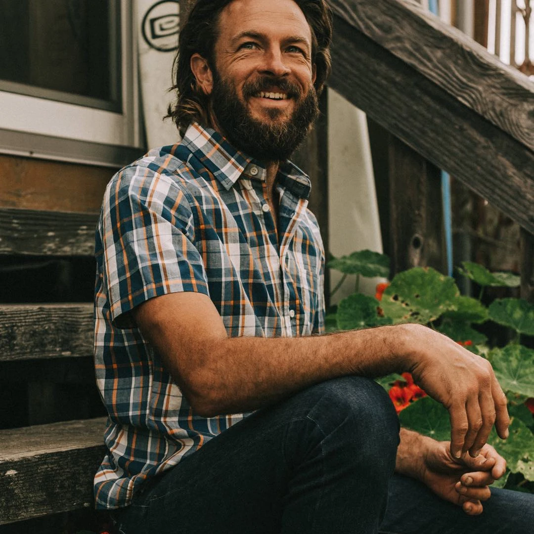 The Short Sleeve California In Blue Madras - Image 4