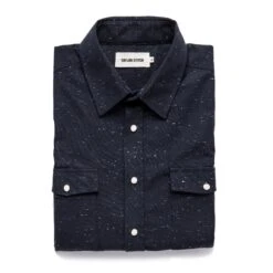 The Glacier Shirt In Navy Nep Twill