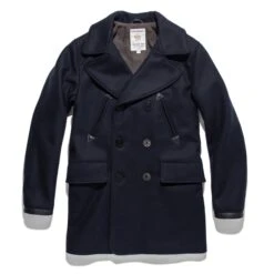 The Mendocino Peacoat In Navy Melton Wool