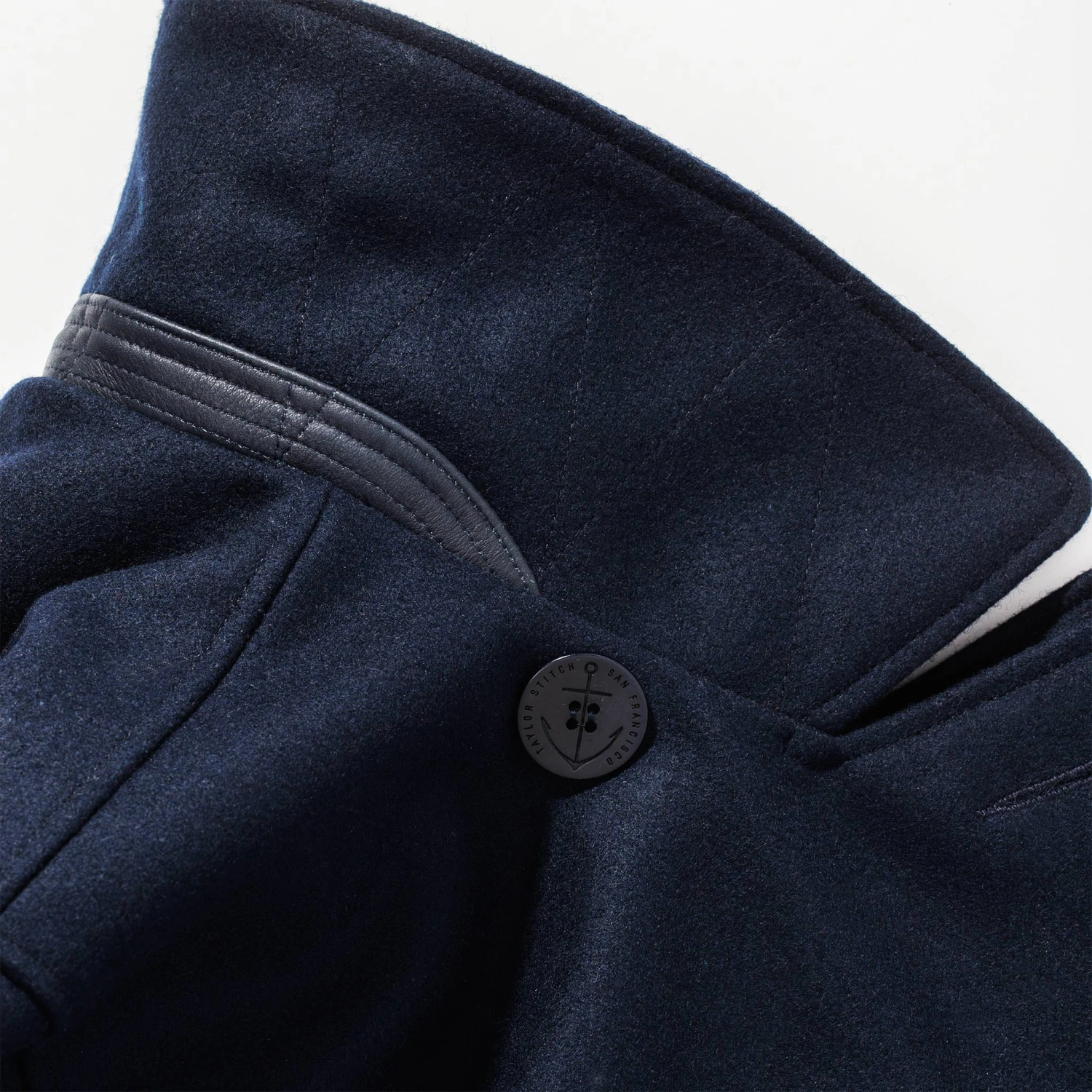 The Mendocino Peacoat In Navy Melton Wool - Image 17