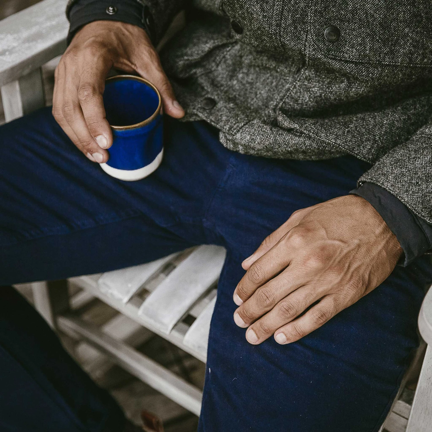 The Camp Pant In Navy Moleskin - Image 3