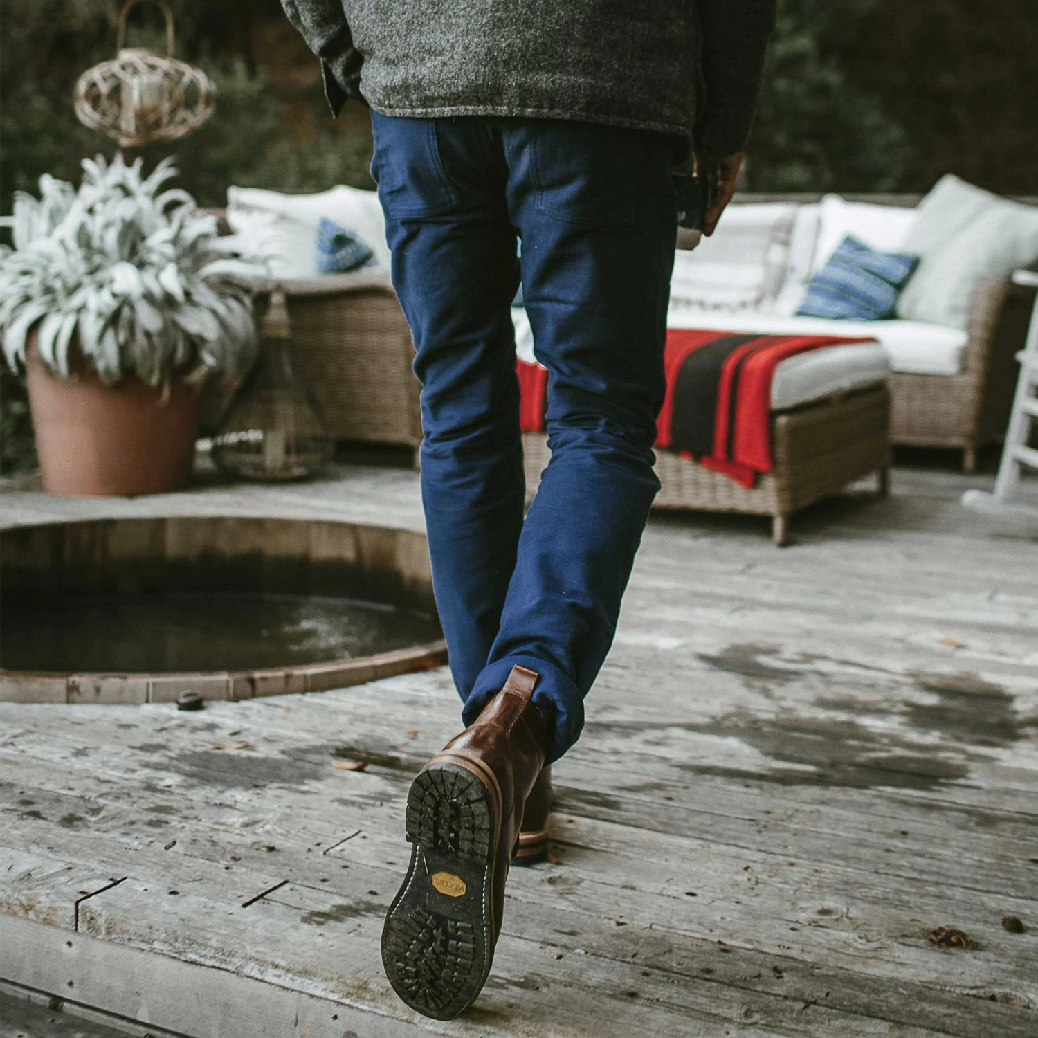 The Camp Pant In Navy Moleskin - Image 6